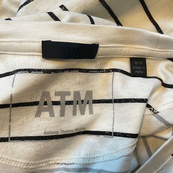 ATM Cotton Stripe T-Shirt Dress Sparkle M - Picture 5 of 8